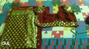 Women's Maroon And Gold Traditional Dress