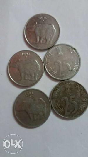 25 paisa silver old coins