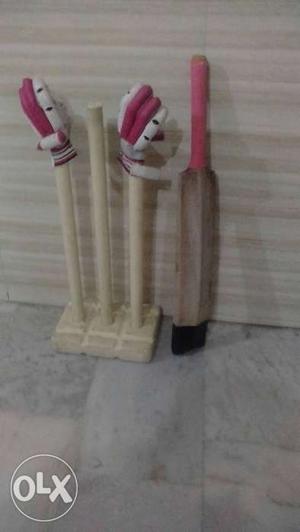 A leather bat Rs500 wickets Rs450 ana clubs Rs50
