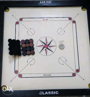 Almost Un-used Carrom Board with Coins and Striker