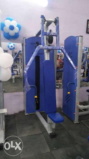 Blue And Gray Lat Pull Down Machine