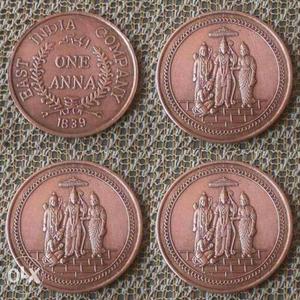 Four One Anna Coins