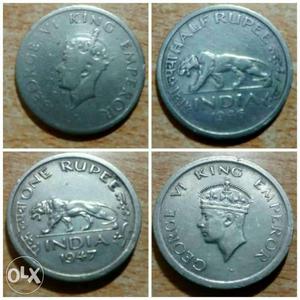 Half & one rupee coin
