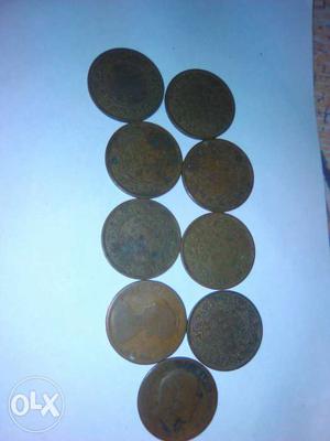 Nine Bronze Round Coins