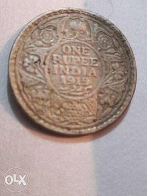  One Rupee India Brown Round Coin