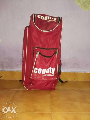 Red And White Leather cricket Bag without bat: not yet used