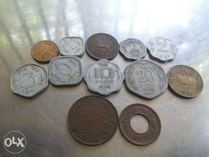 Set of 12 different old indian coins