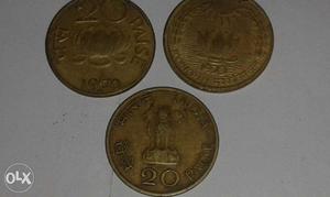 Three 20 Copper Round Coins
