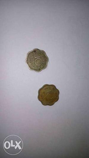 Two 10 Indian Paise Coins