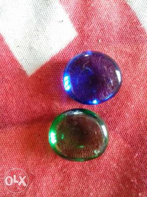 Two Blue And Green Marble Ornaments