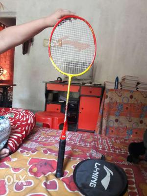 Yellow And Black Li-ning Badminton Racket