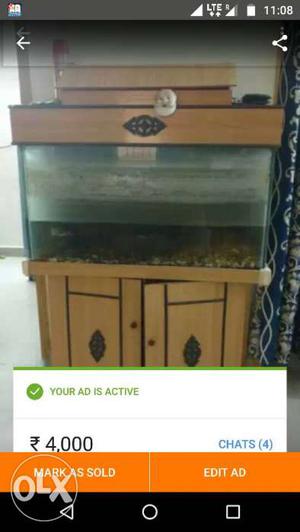 Brown Wooden Fish Tank Cabinet