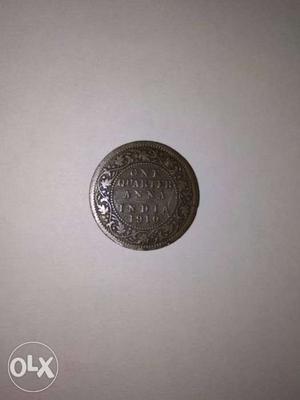One Quarter Anna Indian Coin