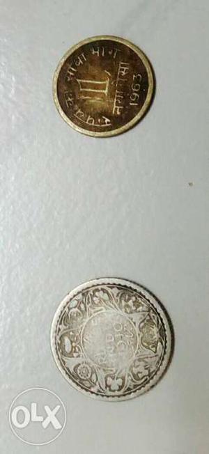Two Bronze And Silver Round Coins
