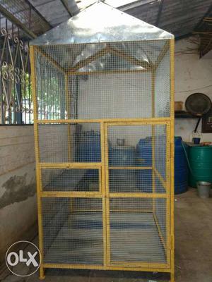 Yellow steel Framed Pet Cage