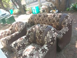 Almost new brown floral print sofaset for sale with