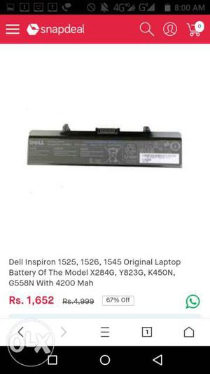 Black Dell Inspiron Laptop Battery