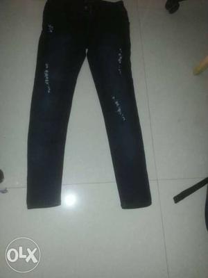 Black Denim Distressed Jeans for girls size 24 and 26