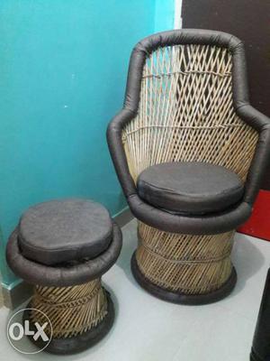 Brown And Black Wicker Chair
