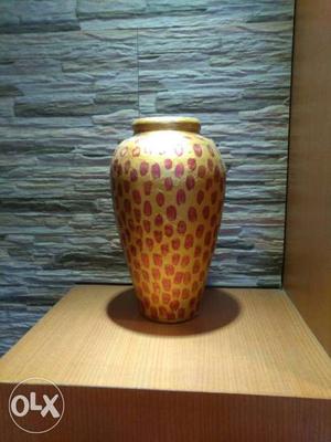Brown And Red Ceramic Vase (Handmade)