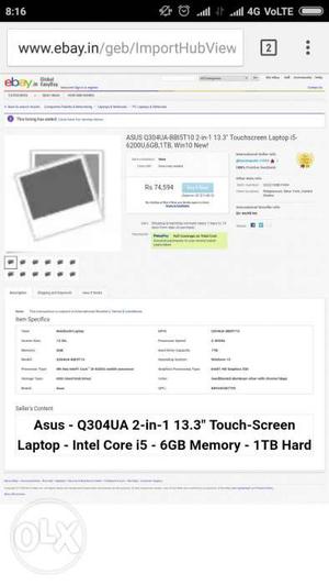 Just Half Price-Asus-Q304UA 2-in-" Touch-Screen Laptop