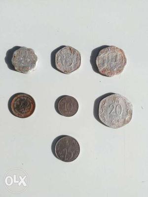 Seven old coins 