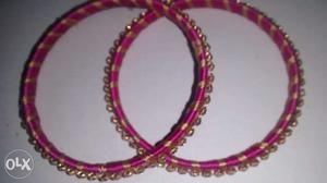 Silk thread bangles- Pink colour (2 bangles as in