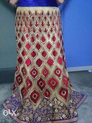 A brand new kundan work unstiched red and beige