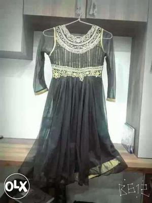 Anarkali dress in Black colour with zardozi work