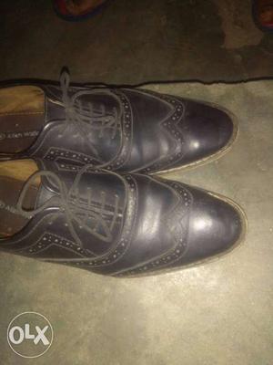 Black Leather Oxford Wingtip Dress Shoes