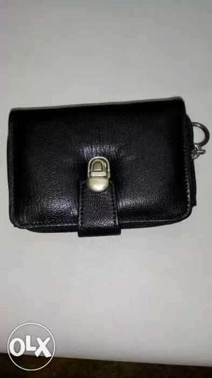 Black Leather ladies clutch 3 in 1 wallet