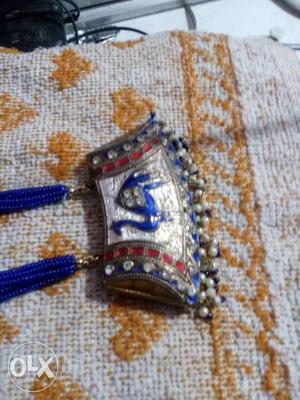 Blue And Red Glittered Camel Purse