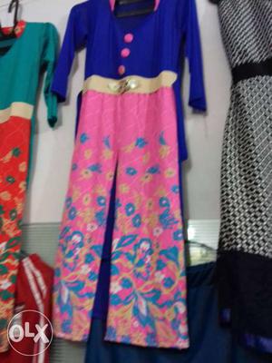 Blue, Pink, And Brown Floral Long Sleeve Jumpsuit