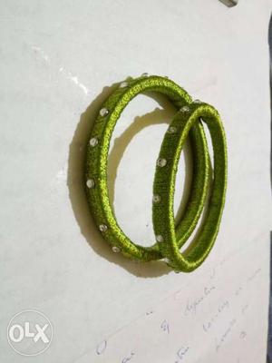 Brand new Hand made Two Green Silk-thread Bangles