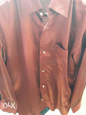 Brown Satin Dress Shirt