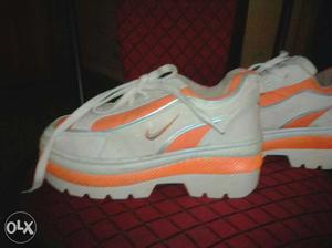 Children's Pair Of White-and-orange Nike Athlete Shoes