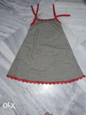 Gray And Red Spaghetti Strap Dress