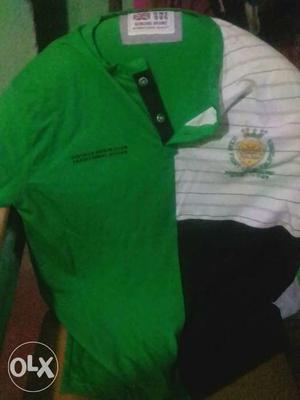 Green And White Polo Shirt