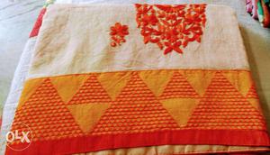 Orange And White Textile