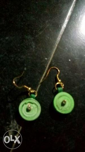 Pair Of Green Gold Hook Earings