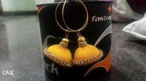 Pair Yellow Jumkha Earrings