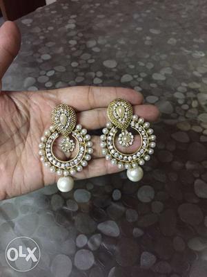 Paired Gold Pearl Earrings