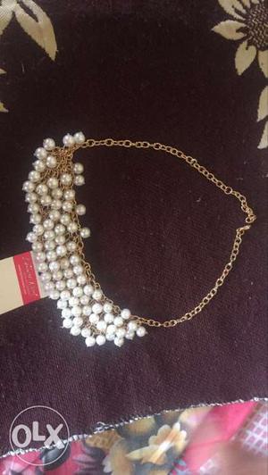 Pearl And Gold Bib Necklace