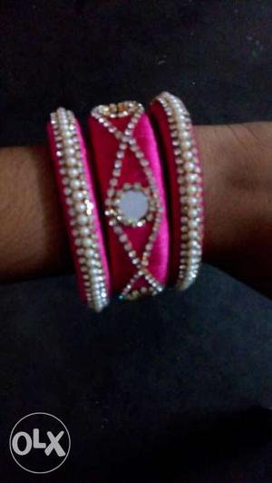 Pink colour full bangles for party wear with