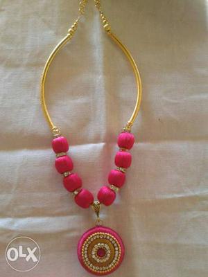 Pink silkthread necklace