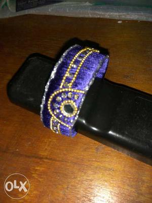 Purple And Beige Silk Thread Bangle