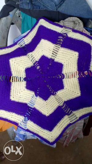 Purple And White Knitted Textile