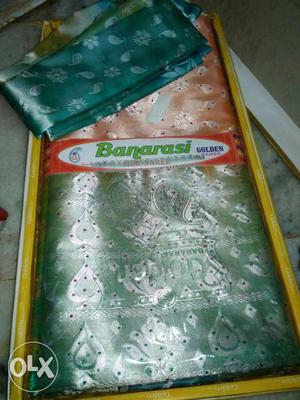 Red And Green Banarasi Textile