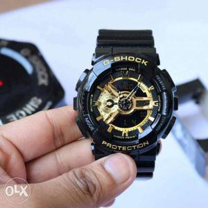 Round Black And Gold Casio G-Shock Chronograph Watch