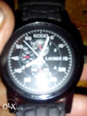 Round Black Frame Chronograph Watch